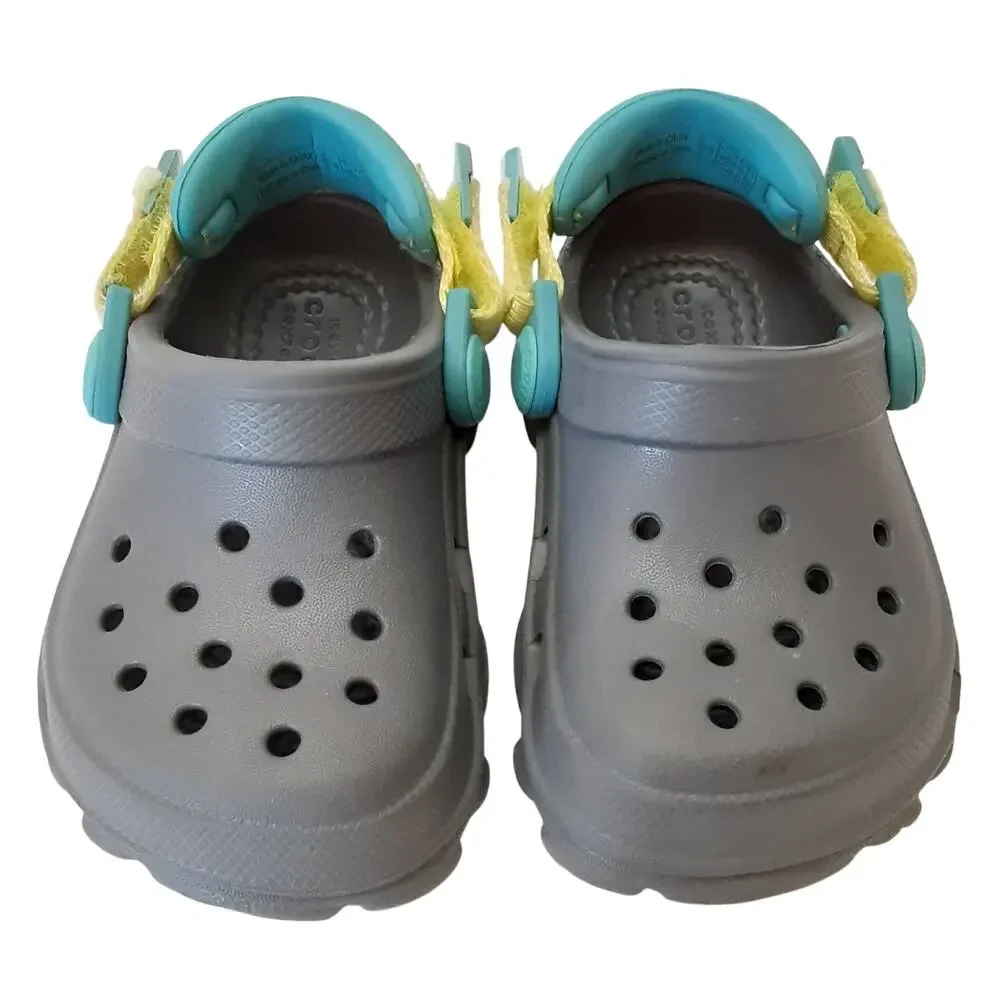 Crocs Clogs All Terrain Kids Water Shoes Gray Back Strap Toddler 4C Summer